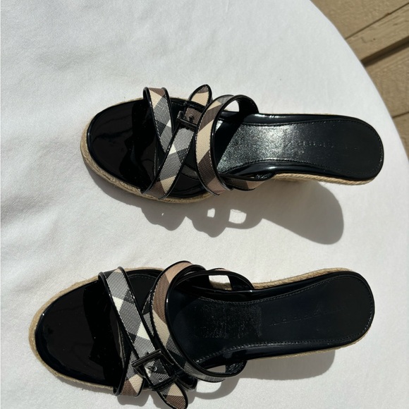 Burberry Nova Check Strappy Espadrille Wedge Slip On Sandals - Picture 8 of 14